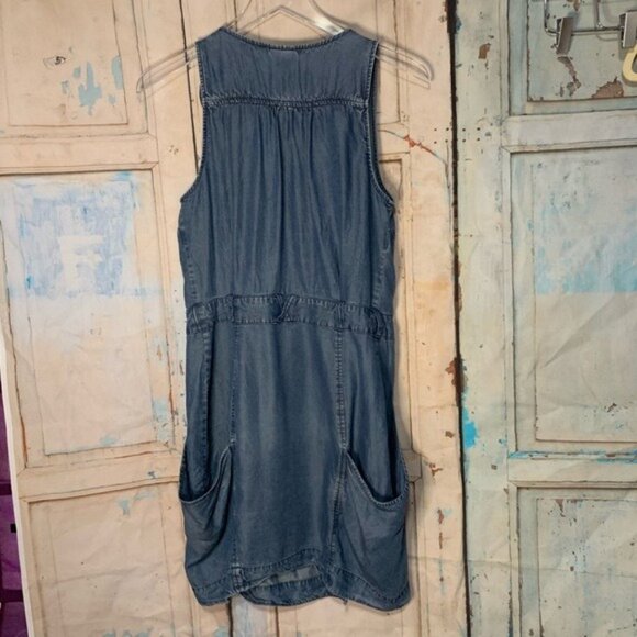 H&M Soft Denim Tank Romper Short Dress With Ruffle Detail & Pockets Size 6 US - Picture 6 of 6